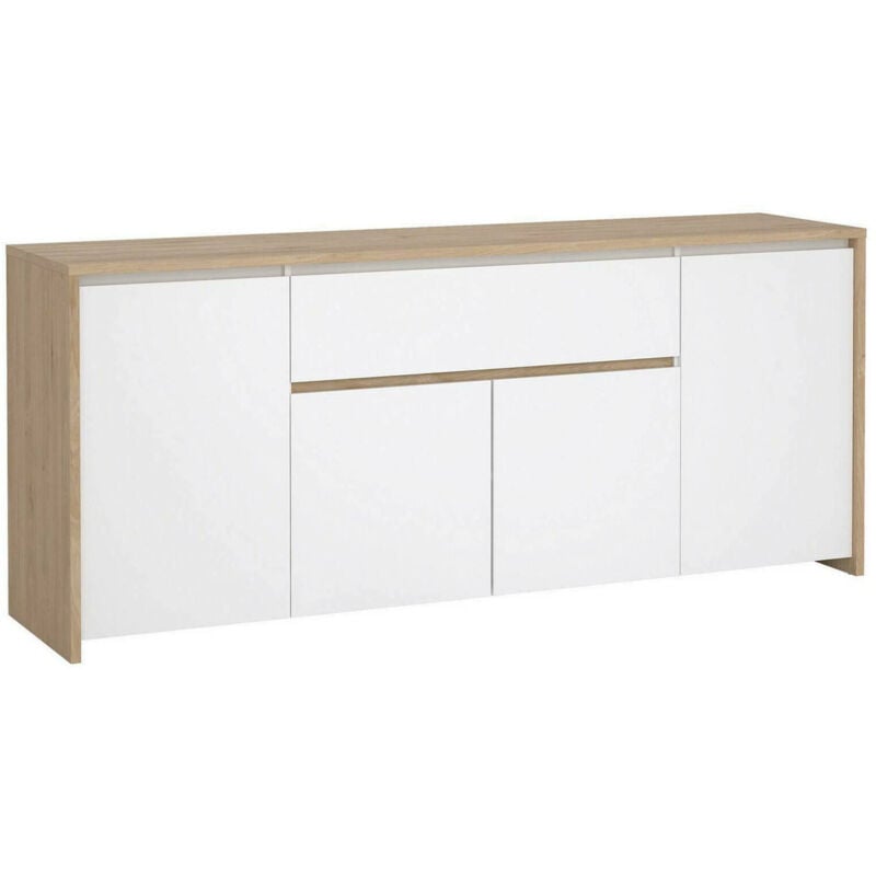 foto del prodotto dmora credenza charlize, buffet da soggiorno, madia da salotto, dispensa da cucina, 197x48 h84 cm, rovere e bianco lucido