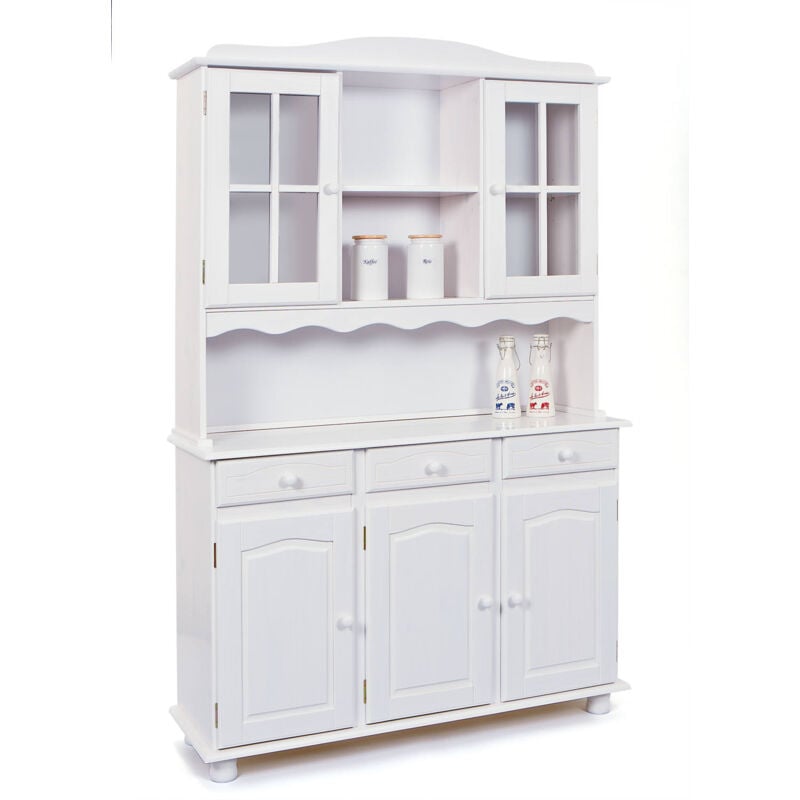 foto del prodotto dmora credenza dkohle, buffet da soggiorno, madia da salotto, dispensa da cucina, 130x32 h198 cm, bianco