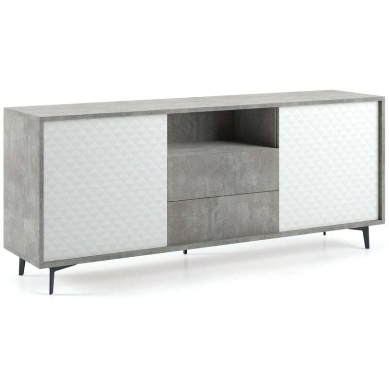foto del prodotto dmora credenza garofano, mobile buffet a 2 ante e 2 cassetti, madia elegante da soggiorno, mobile porta tv, 100 made in italy, cm 184x45h77, bianco