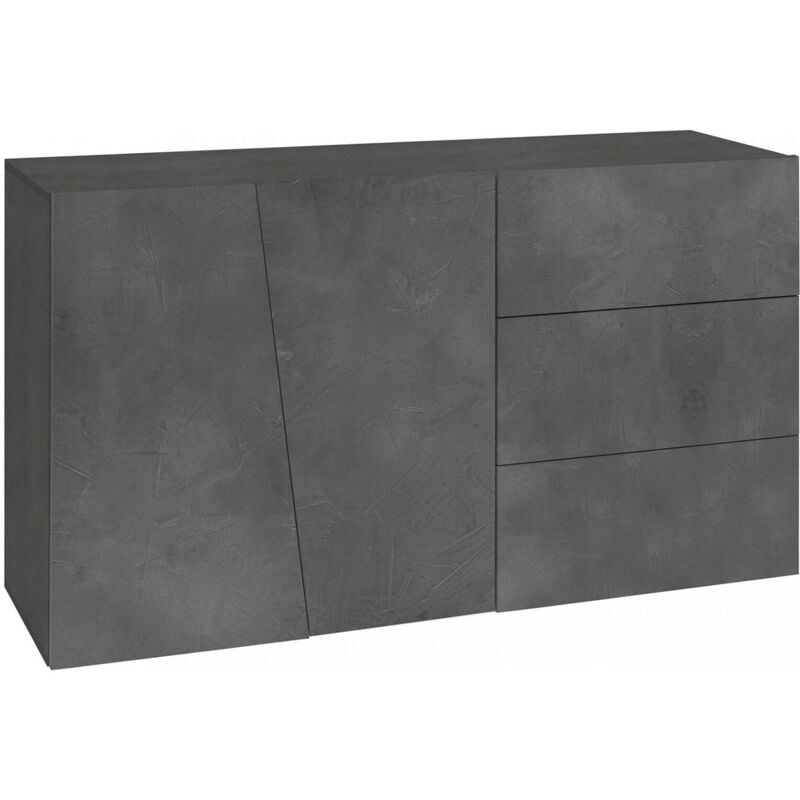 foto del prodotto dmora credenza moderna a 2 ante e 3 cassetti, made in italy, madia da cucina, buffet di design da soggiorno, cm 141x43h86, colore grigio ardesia, con