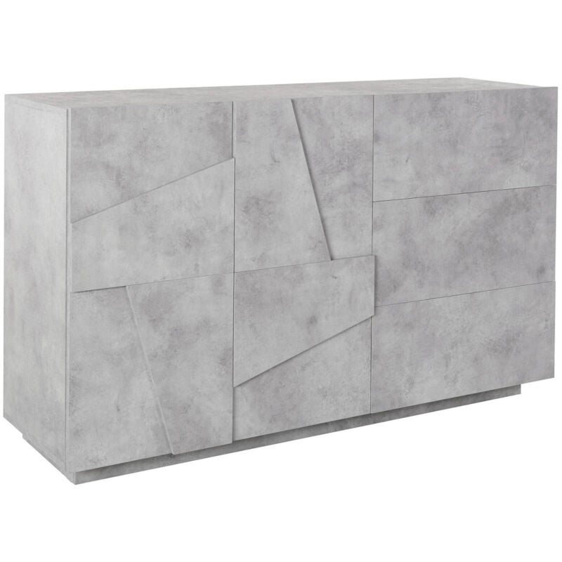 foto del prodotto dmora credenza moderna a 2 ante e 3 cassetti, made in italy, madia da cucina con dettaglio, buffet di design da soggiorno, cm 143x44h86, colore