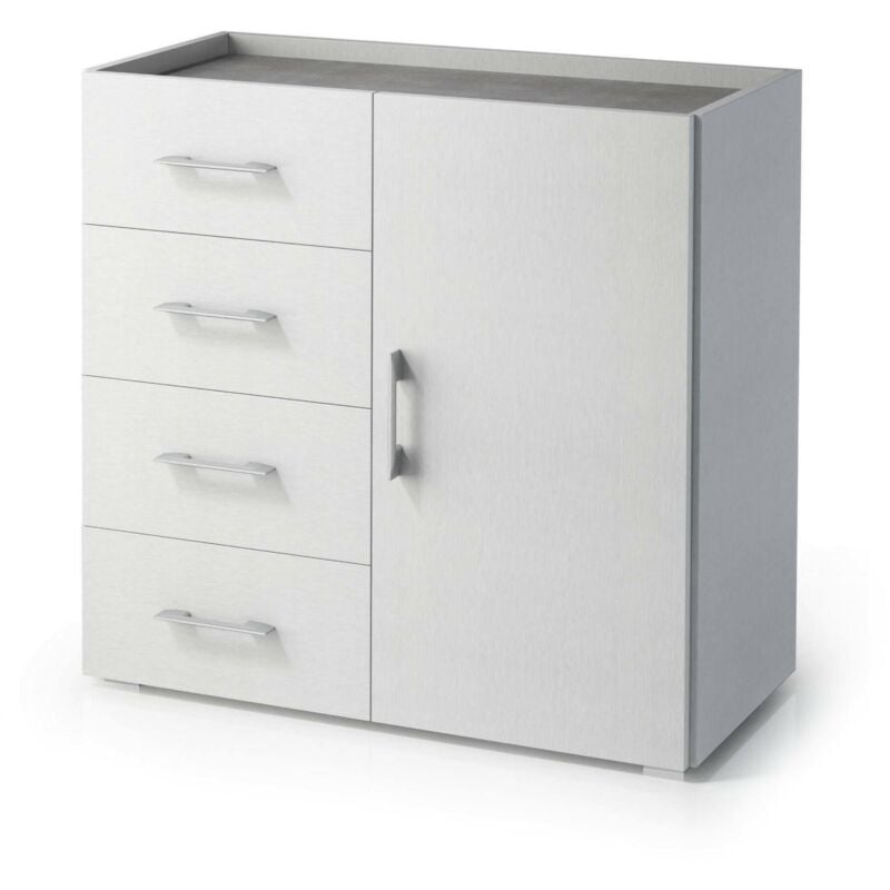 foto del prodotto dmora credenza violetta, mobile buffet a 1 anta e 4 cassetti, madia da soggiorno, armadietto multiuso con ripiani, 100 made in italy, cm 90x41h87,