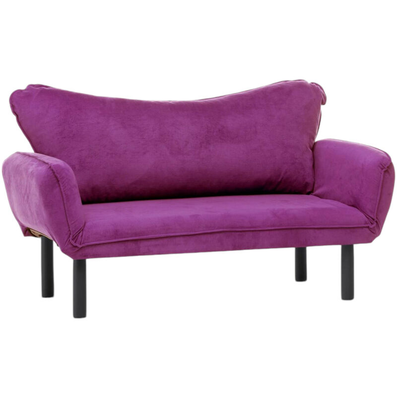 foto del prodotto dmora divano letto 2 posti asterope, sof trasformabile, divanetto per ospiti, poltrona letto contenitore, 140x65 h70 cm, viola
