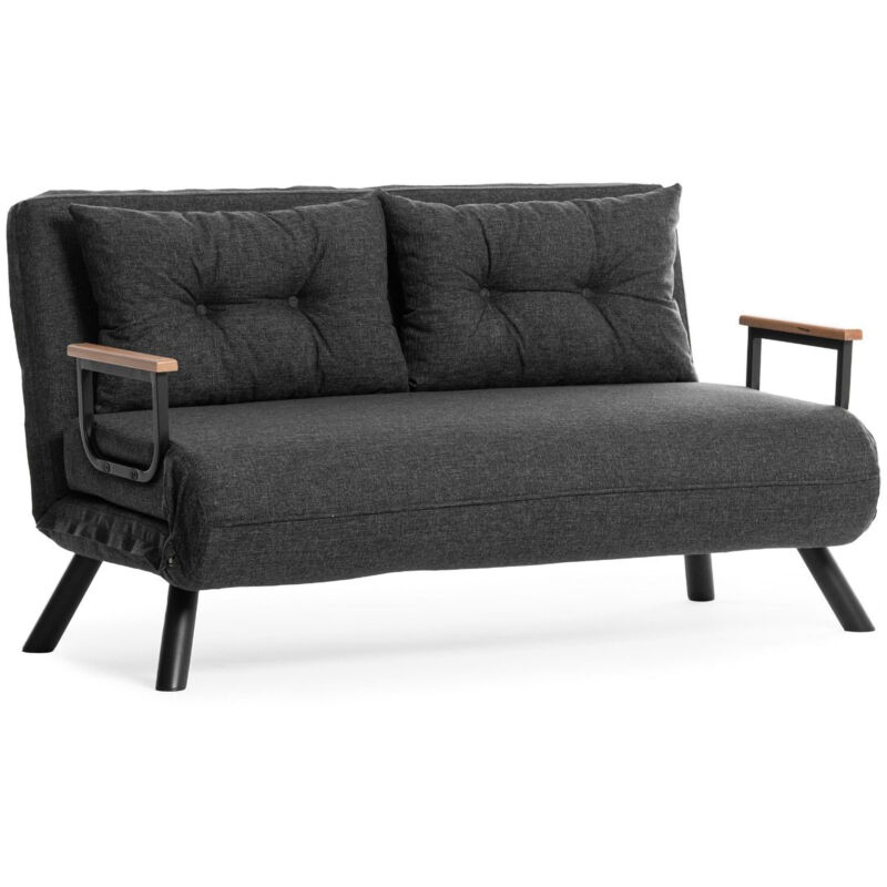 foto del prodotto dmora divano letto 2 posti calvin, sof trasformabile, divanetto per ospiti, poltrona letto contenitore, 133x78 h78 cm, grigio cenere