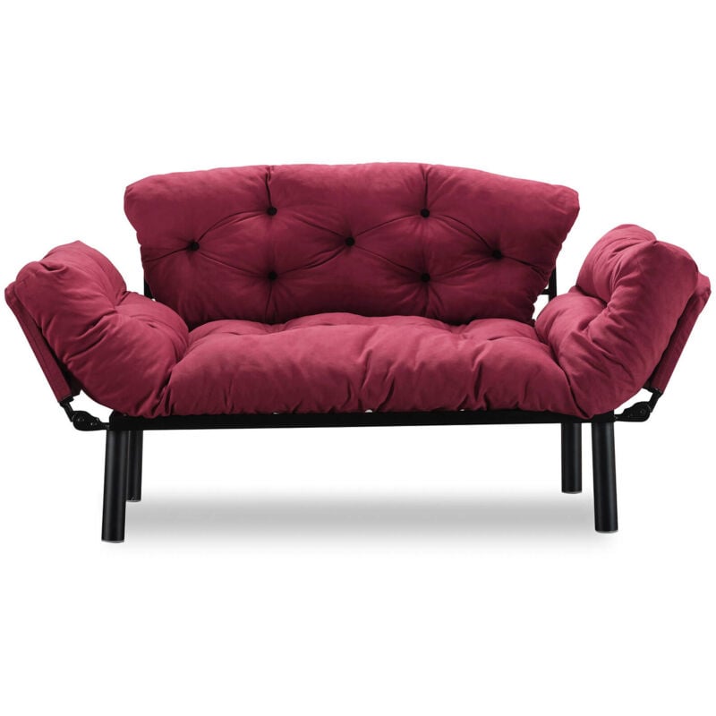 foto del prodotto dmora divano letto 2 posti guchol, sof trasformabile, divanetto per ospiti, poltrona letto contenitore, 155x70 h85 cm, rosso