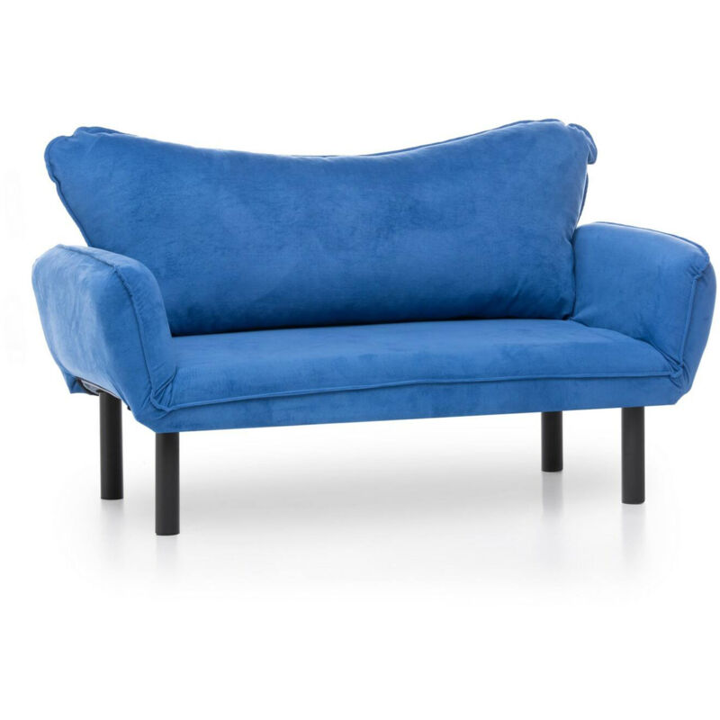 foto del prodotto dmora divano letto 2 posti hone, sof trasformabile, divanetto per ospiti, poltrona letto contenitore, 140x65 h70 cm, blu