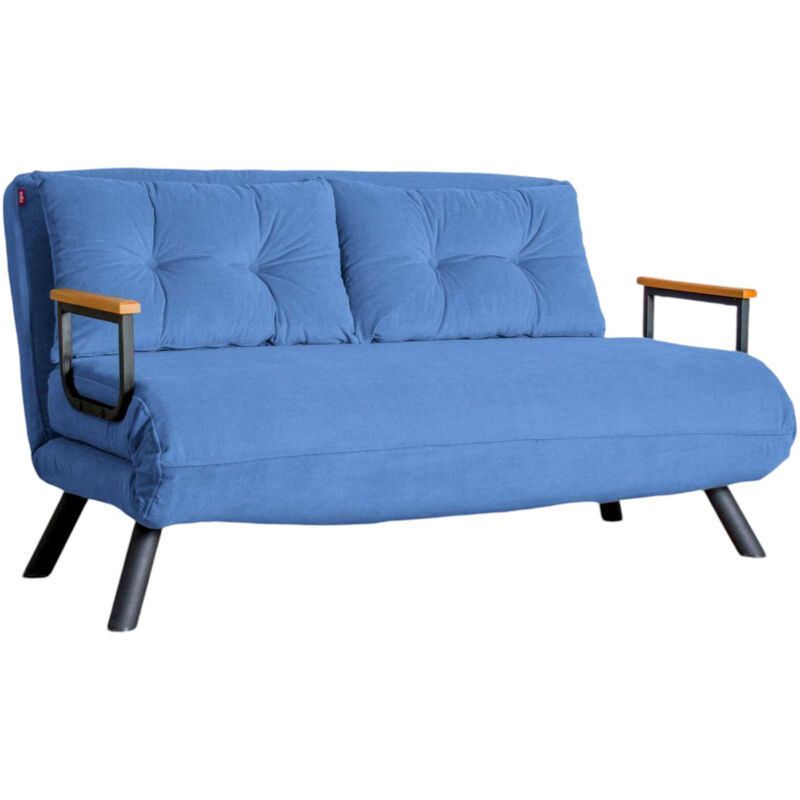 foto del prodotto dmora divano letto 2 posti merak, sof trasformabile, divanetto per ospiti, poltrona letto contenitore, 133x78 h78 cm, blu