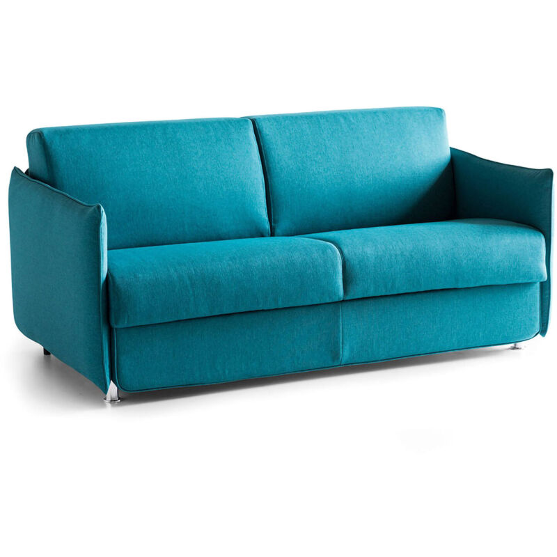 foto del prodotto dmora divano letto 2 posti verceia, sof trasformabile per salotto, imbottito, sfoderabile, qualit 100 made in italy, 160x95 h90 cm, azzurro