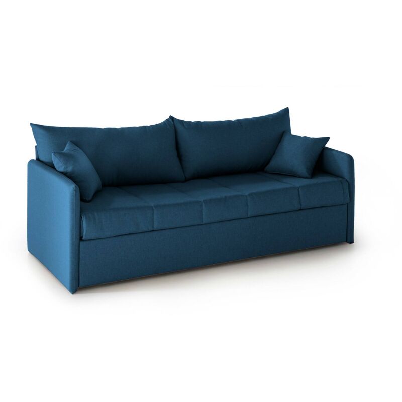 foto del prodotto dmora divano letto 3 posti uberta, sof trasformabile per salotto, imbottito, sfoderabile, qualit 100 made in italy, 205x86 h80 cm, blu