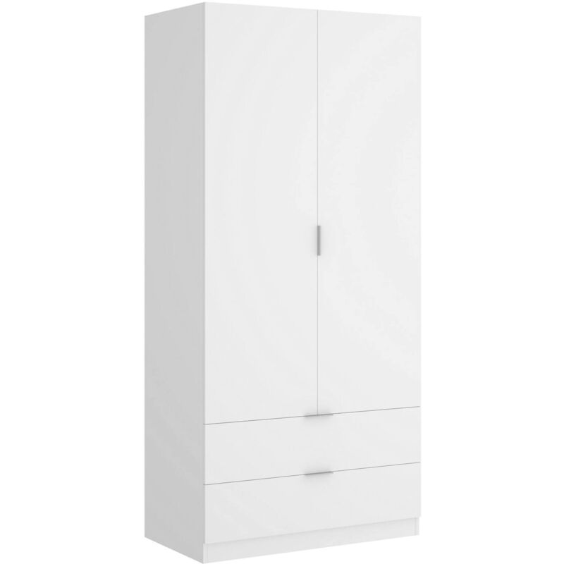 foto del prodotto dmora guardaroba 2 ante anya, mobile appendiabiti per camera da letto, armadio multiuso 2 cassetti, 81x52h184 cm, bianco