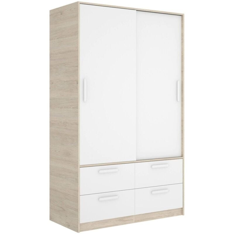 foto del prodotto dmora guardaroba 2 ante kirogi, mobile camera da letto, cabina armadio portabiti, armadio appendiabiti, 120x60 h204 cm, bianco e rovere