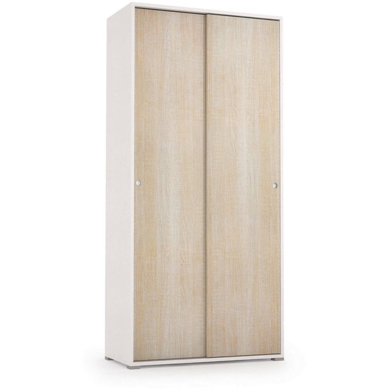 foto del prodotto dmora guardaroba dalia, armadio a 2 ante scorrevoli e 4 ripiani, mobile moderno multiuso per camera da letto, 100 made in italy, cm 90x45h195,