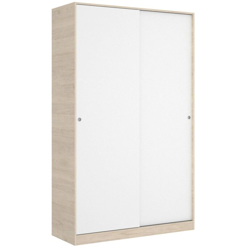 foto del prodotto dmora guardaroba denali, mobile appendiabiti per camera da letto, armadio a 2 ante scorrevoli, 120x50h204 cm, bianco e rovere, con imballo