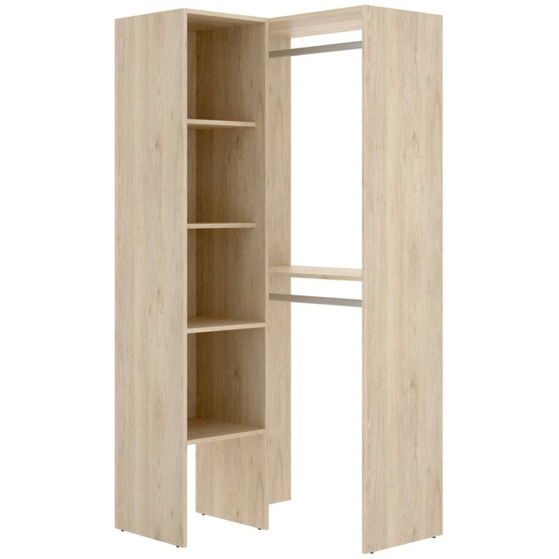 foto del prodotto dmora guardaroba grande arpagone, struttura per cabina armadio angolare, mobile appendiabiti aperto ad angolo, 79x88h186 cm, rovere