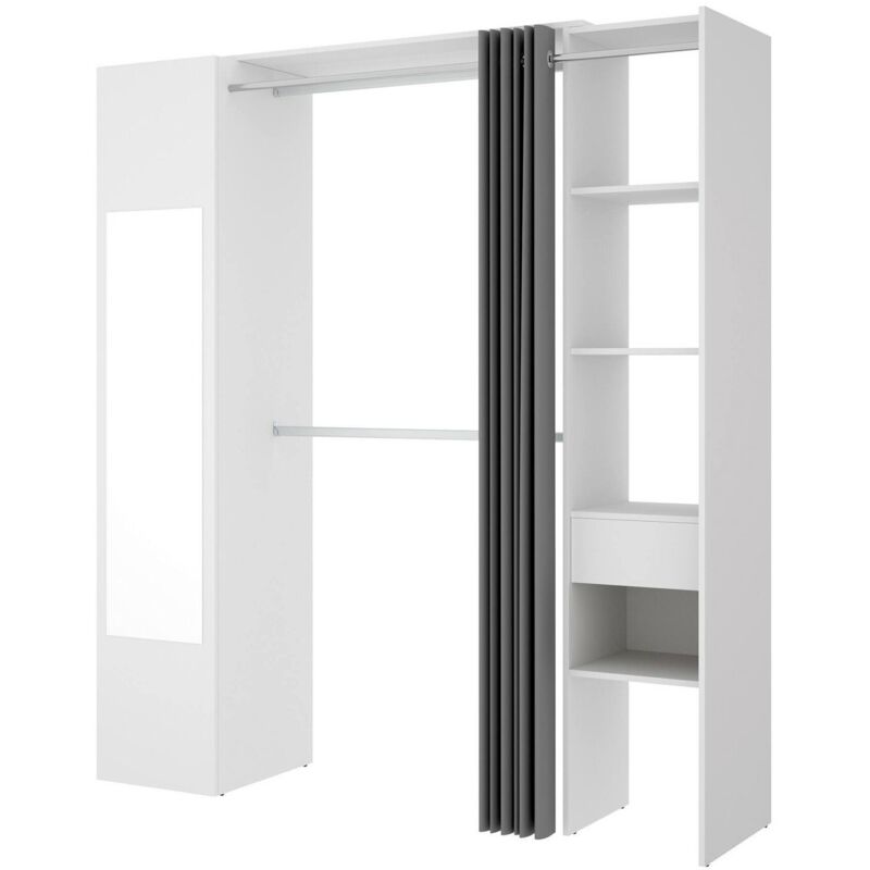 foto del prodotto dmora guardaroba grande aru, struttura per cabina armadio, mobile appendiabiti aperto, 177x52h205 cm, bianco e antracite