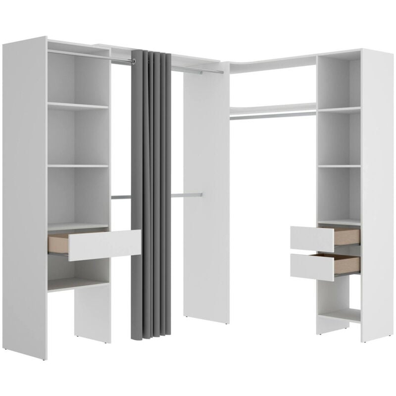 foto del prodotto dmora guardaroba grande bazena, mobile camera da letto, cabina armadio portabiti, armadio appendiabiti, 214x141 h205 cm, bianco