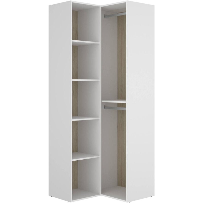 foto del prodotto dmora guardaroba grande brandberg, mobile camera da letto, cabina armadio portabiti, armadio appendiabiti, 85x85 h205 cm, bianco e rovere