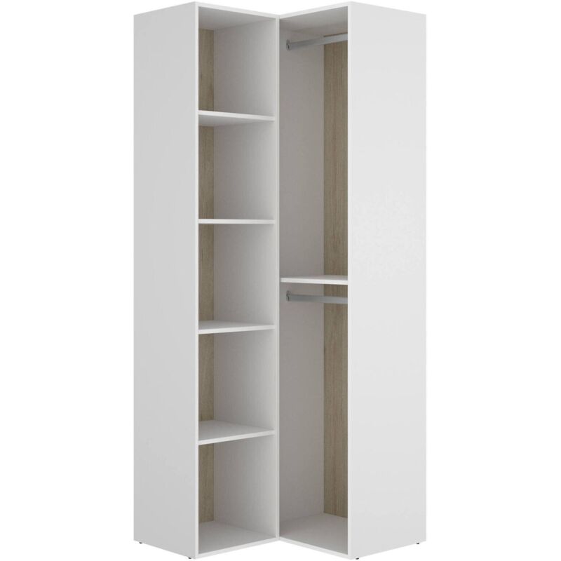 foto del prodotto dmora guardaroba grande brandberg, mobile camera da letto, cabina armadio portabiti, armadio appendiabiti, 85x85 h205 cm, bianco e rovere