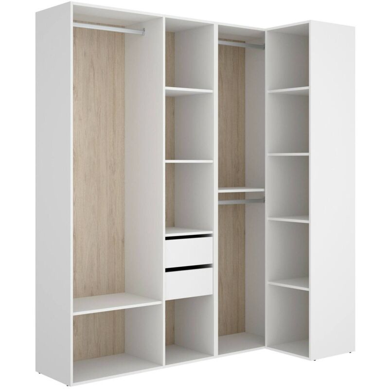 foto del prodotto dmora guardaroba grande capenardo, mobile camera da letto, cabina armadio portabiti, armadio appendiabiti, 183x85 h205 cm, bianco e rovere
