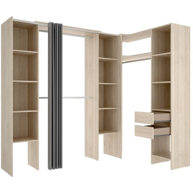 foto del prodotto dmora guardaroba grande dindo, mobile camera da letto, cabina armadio portabiti, armadio appendiabiti, 234x141 h205 cm, rovere