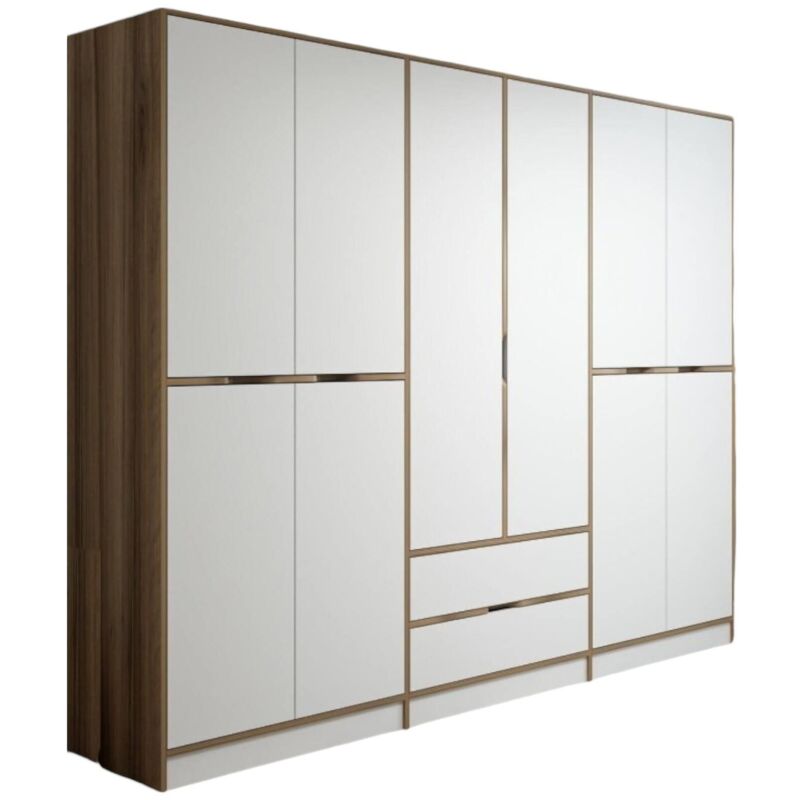 foto del prodotto dmora guardaroba grande gaspard, mobile camera da letto, cabina armadio portabiti, armadio appendiabiti, 277x52 h208 cm, bianco e oro