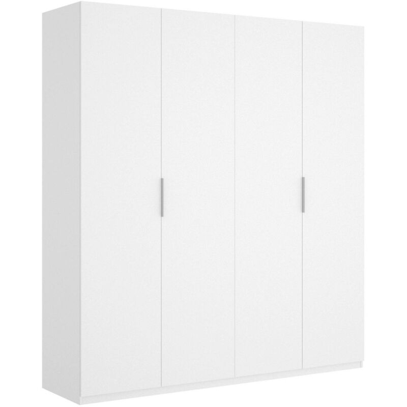 foto del prodotto dmora guardaroba prado, mobile appendiabiti per camera da letto, armadio a 4 ante battenti, 180x52h204 cm, bianco, con imballo rinforzato