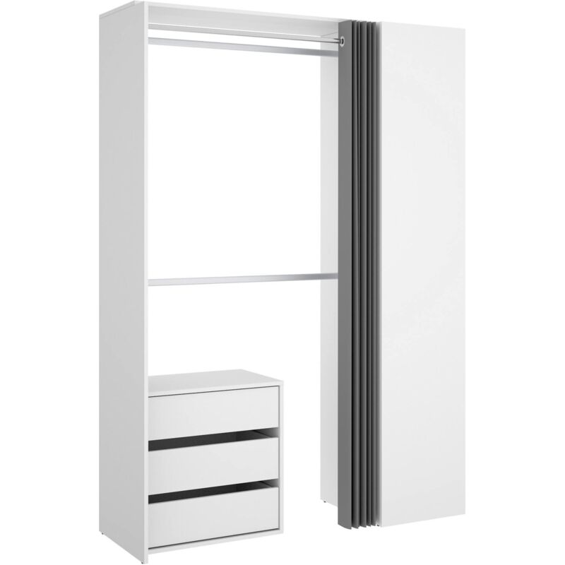foto del prodotto dmora guardaroba sciliar, struttura per cabina armadio, mobile appendiabiti aperto, 141x52h205 cm, bianco e antracite, con imballo rinforzato
