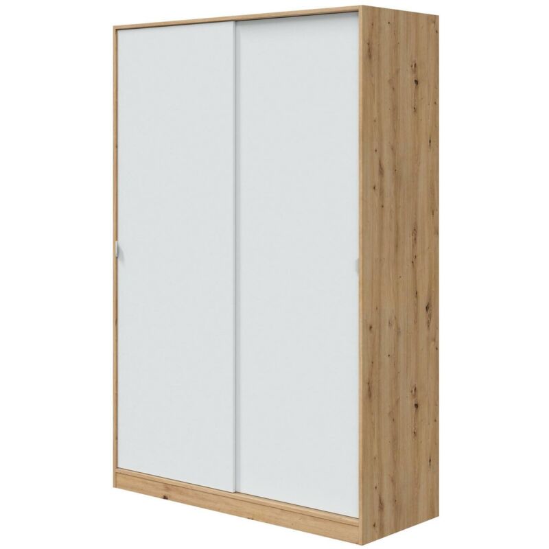 foto del prodotto dmora guardaroba waterbury, armadio per camera da letto a 2 ante scorrevoli, mobile con 3 ripiani e barra appendiabiti, 120x50h200 cm, bianco e