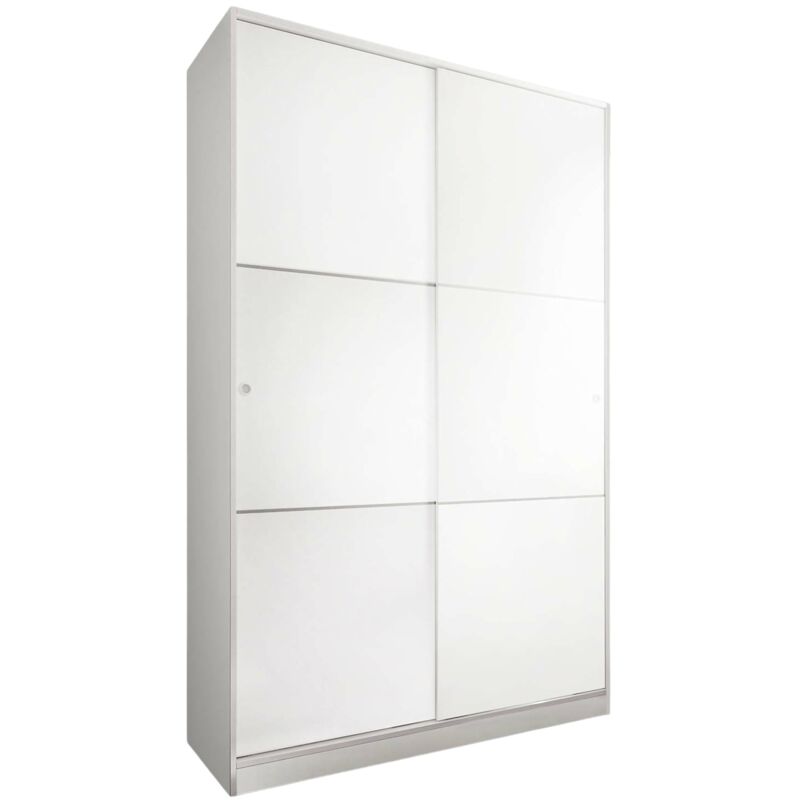 foto del prodotto dmora guardaroba waterbury, armadio per camera da letto a 2 ante scorrevoli, mobile con 3 ripiani e barra appendiabiti, cm 120x50h200, bianco, con
