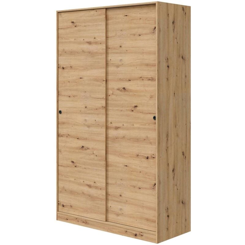 foto del prodotto dmora guardaroba waterbury, armadio per camera da letto a 2 ante scorrevoli, mobile con 4 ripiani e barra appendiabiti, 120x50h200 cm, rovere nodi,