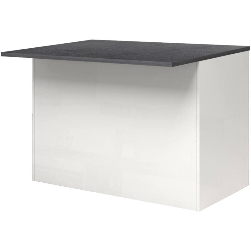 foto del prodotto dmora isola da cucina analiza, armadio multiuso, mobile per cucinotto, tavolo ausiliario, 100 made in italy, 125x90h90 cm, bianco lucido e ardesia