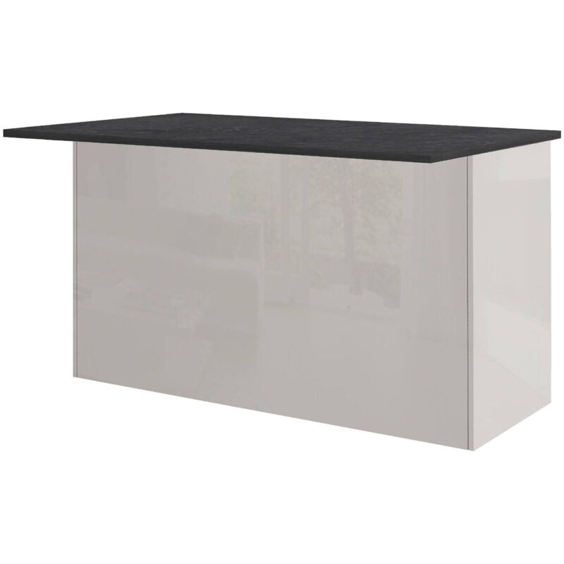 foto del prodotto dmora isola da cucina tartaro, armadio multiuso, mobile per cucinotto, tavolo ausiliario, 100 made in italy, 155x90h90 cm, bianco lucido e ardesia