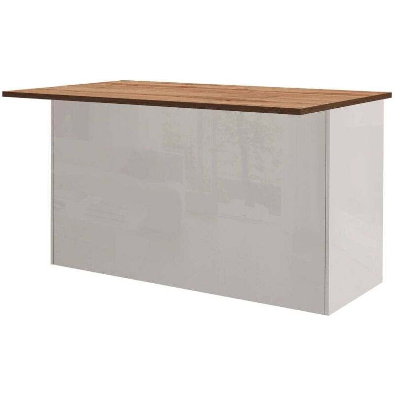 foto del prodotto dmora isola da cucina tartaro, armadio multiuso, mobile per cucinotto, tavolo ausiliario, 100 made in italy, 155x90h90 cm, bianco lucido e rovere
