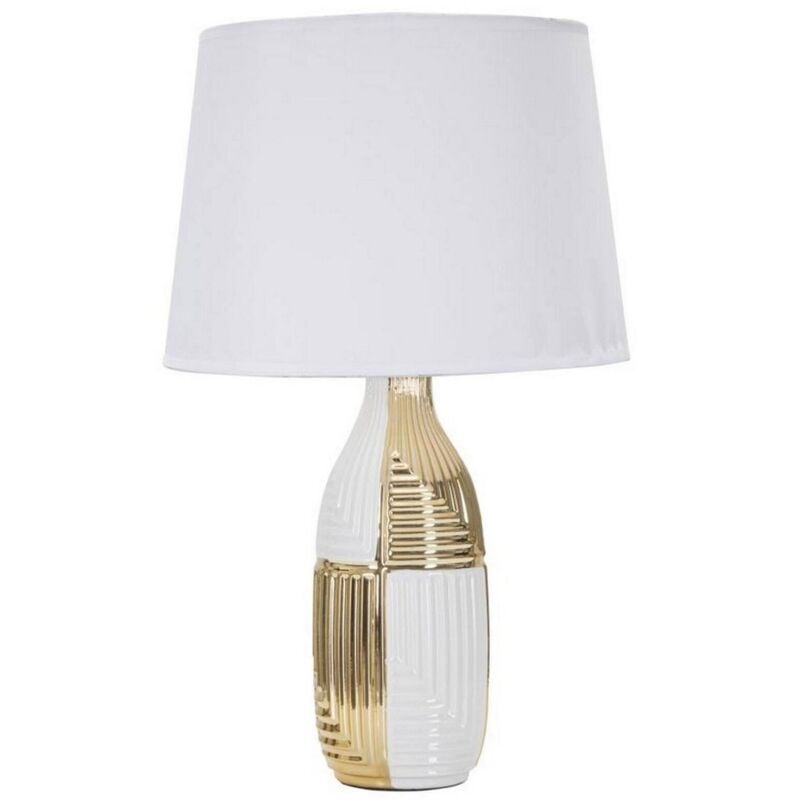 foto del prodotto dmora lampada da tavolo pisani, luce da scrivania, luminaria da ufficio, lampada da lavoro, bianco e oro, 33x33 h54 cm