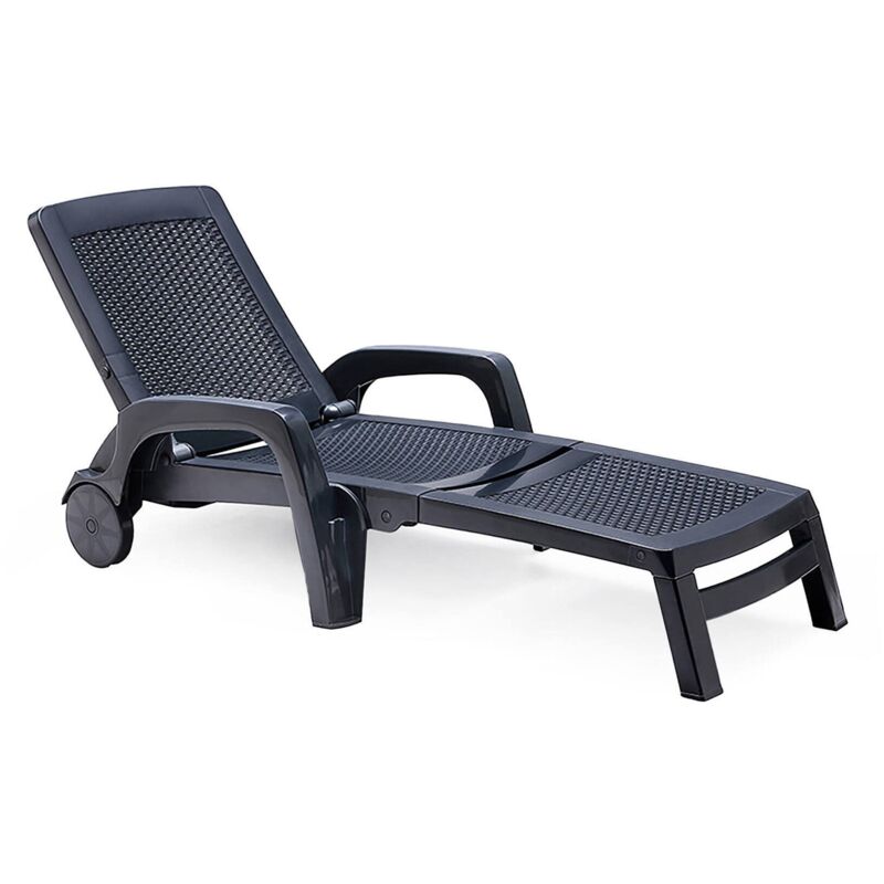 foto del prodotto dmora lettino prendisole, sdraio da giardino regolabile con braccioli, lettino da esterno, 100 made in italy, cm 190x46h70, antracite