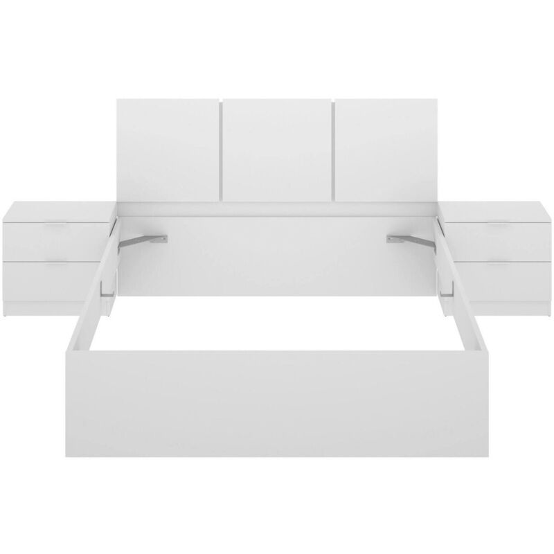 foto del prodotto dmora letto alla francese cuel, sommier per camera da letto, giroletto per stanza, struttura porta materasso, 259x195 h96 cm, bianco