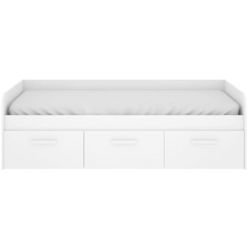 foto del prodotto dmora letto per bambini aco, lettino contenitore per cameretta, struttura per letto singolo con 3 cassettoni, 194x97h60 cm, bianco