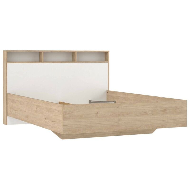 foto del prodotto dmora letto piazza e mezza zinasco, sommier per camera da letto, giroletto per stanza, struttura porta materasso, 206x150 h97 cm, rovere e bianco