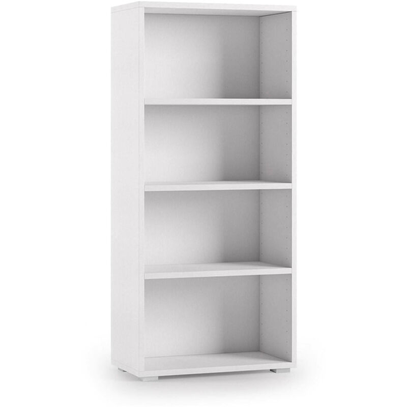 foto del prodotto dmora libreria aky, biblioteca a 3 ripiani regolabili, scaffale per libri, mobile da parete con ripiani, 100 made in italy, 60x30h130 cm, bianco