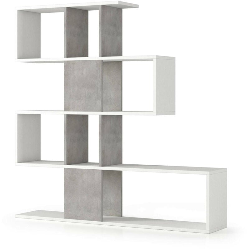 foto del prodotto dmora libreria allison, biblioteca bifacciali a 5 ripiani, scaffale a zig zag per libri, mobile da parete con ripiani, 100 made in italy,