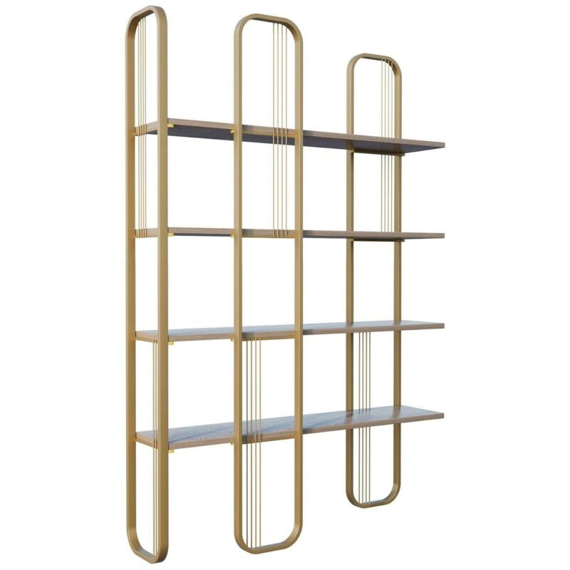 foto del prodotto dmora libreria almena, scaffale da ufficio, mobile portalibri, biblioteca, 125x28h180 cm, giallo, con imballo rinforzato, con imballo rinforzato