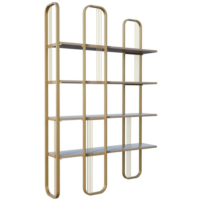 foto del prodotto dmora - libreria almena, scaffale da ufficio, mobile portalibri, biblioteca, 125x28h180 cm, giallo, con imballo rinforzato, con imballo rinforzato