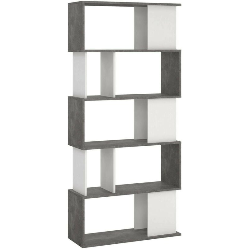 foto del prodotto dmora libreria arg, scaffale da ufficio, mobile portalibri, biblioteca, 80x30 h175 cm, cemento e bianco