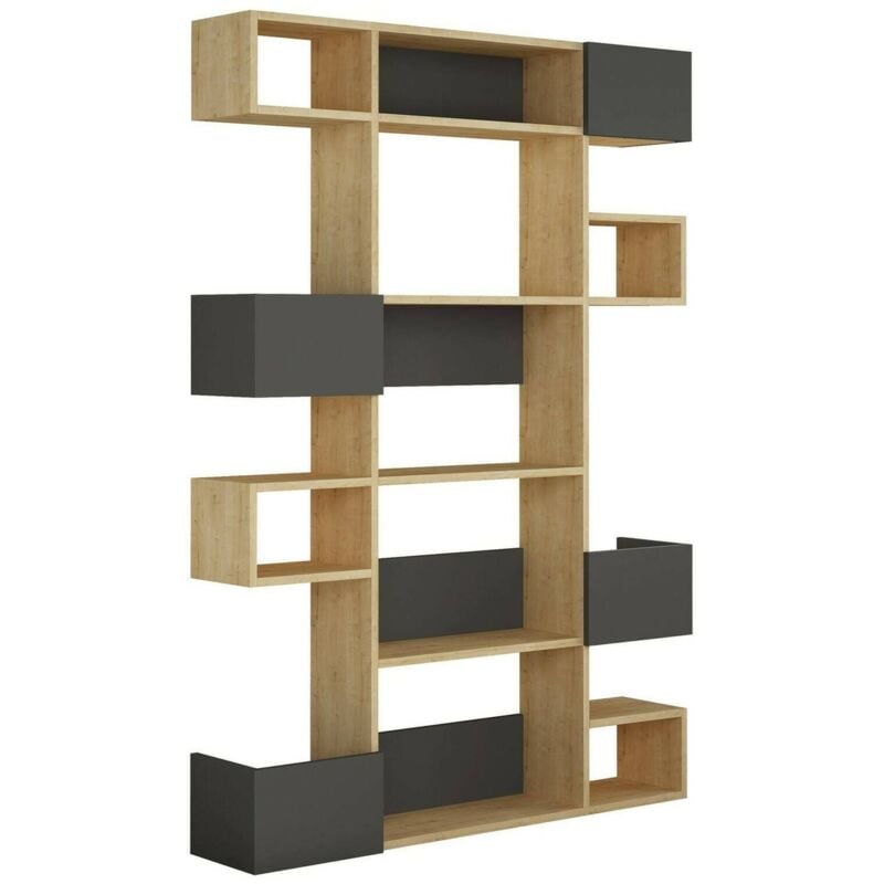foto del prodotto dmora libreria artich, scaffale da ufficio, mobile portalibri, biblioteca, 120x20h171 cm, quercia e antracite