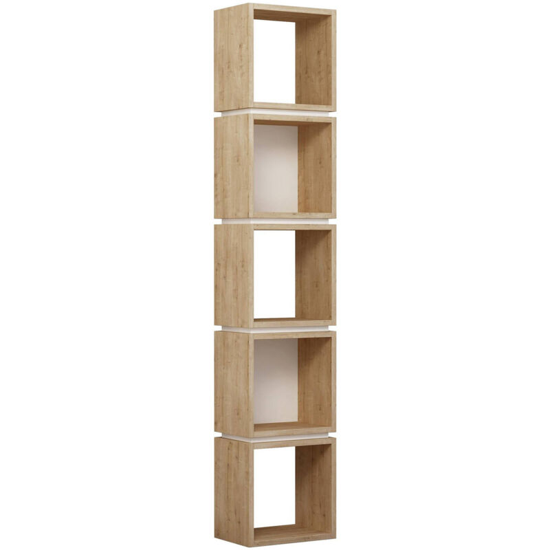 foto del prodotto dmora libreria ascella, scaffale da ufficio, mobile portalibri, biblioteca, 32x22 h167 cm, quercia e bianco
