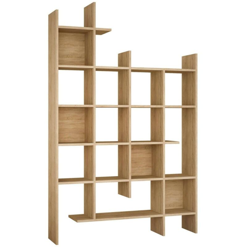 foto del prodotto dmora libreria chertan, scaffale da ufficio, mobile portalibri, biblioteca, 122x26h188 cm, quercia, con imballo rinforzato, con imballo rinforzato