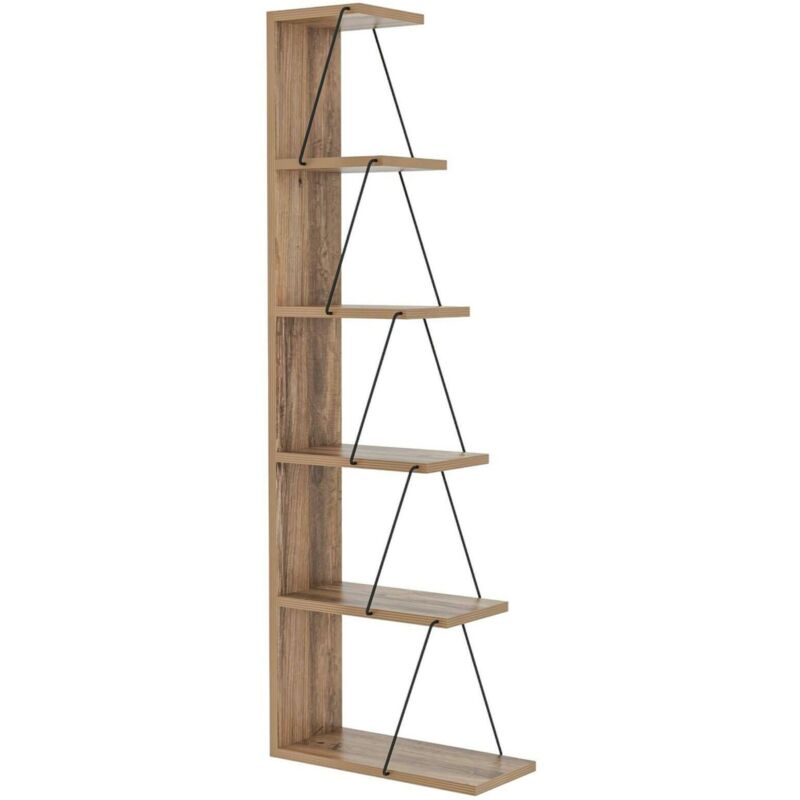 foto del prodotto dmora libreria erminia, scaffale da ufficio, mobile portalibri, biblioteca, 50x22h150 cm, quercia e nero