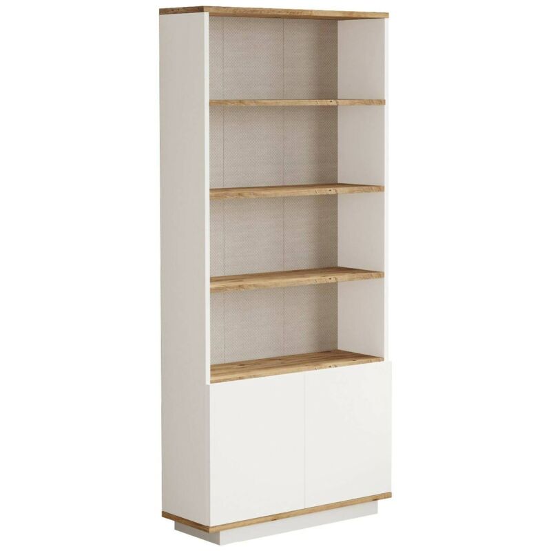 foto del prodotto dmora libreria heze, scaffale da ufficio, mobile portalibri, biblioteca, 75x27h168 cm, quercia e bianco, con imballo rinforzato, con imballo