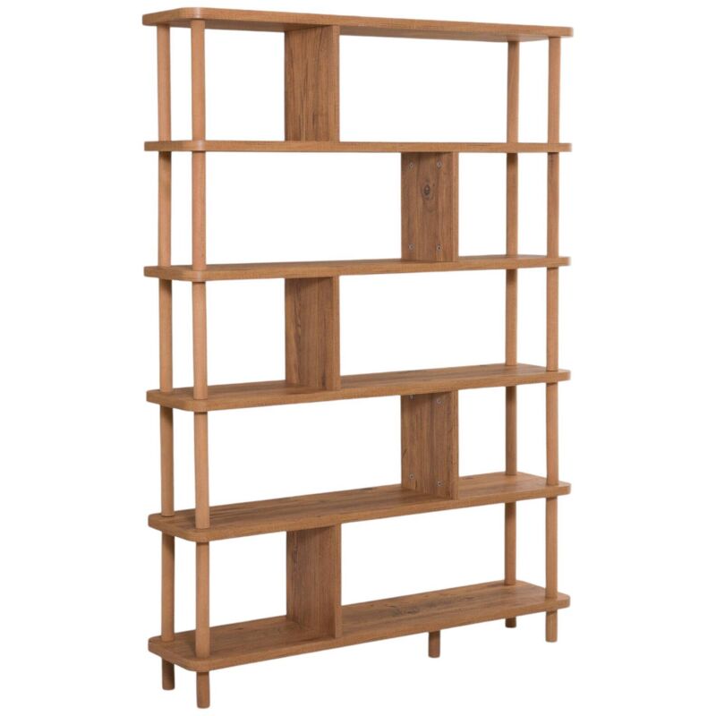 foto del prodotto dmora libreria medusa, scaffale da ufficio, mobile portalibri, biblioteca, 120x28 h169 cm, quercia