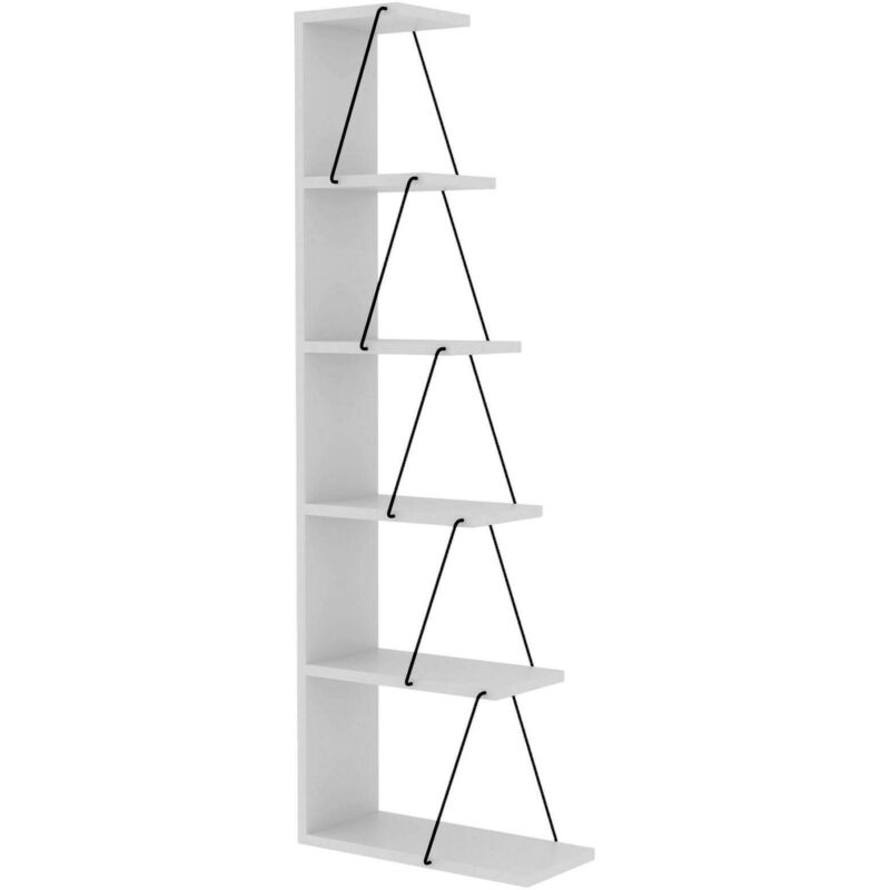 foto del prodotto dmora - libreria mizar, scaffale da ufficio, mobile portalibri, biblioteca, 50x22h150 cm, bianco e nero, con imballo rinforzato, con imballo